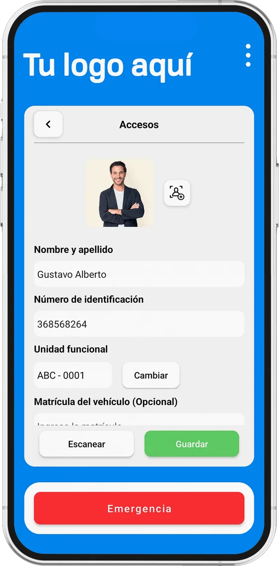 App VigiControl del guardia mostrando los datos de la visita validada